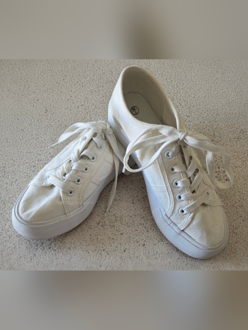 Women's White Lace-Up Canvas Sneakers